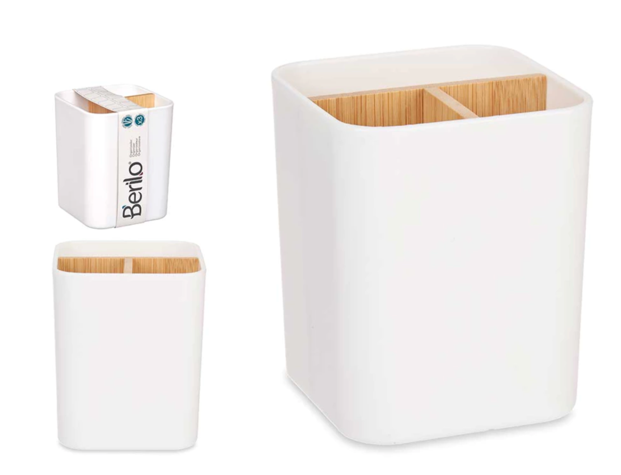 Organizer vierkant 3 vakken 9x11cm (Wit)